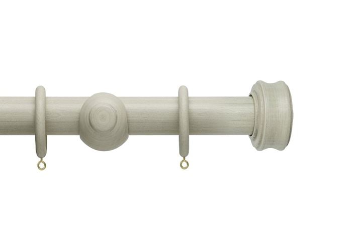 Hallis 35mm Origins Disc Limestone Wooden Curtain Pole