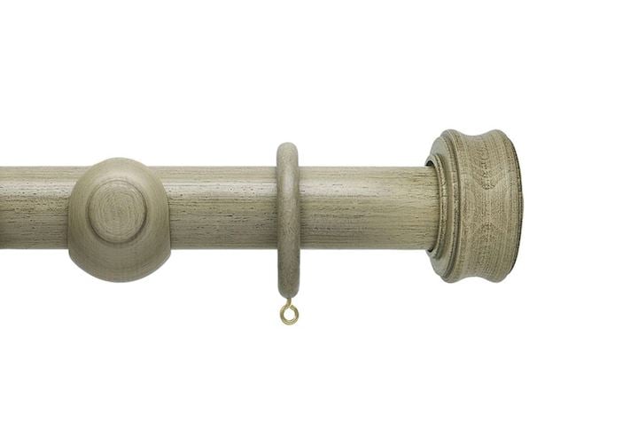 Hallis 45mm Origins Disc Millstone Grey Wooden Curtain Pole