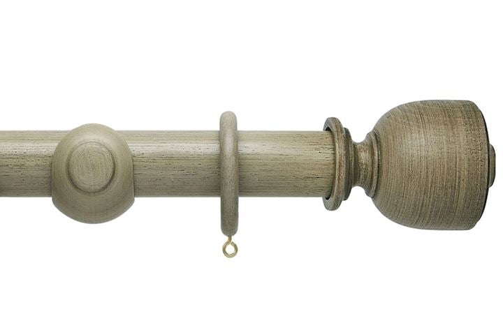 Hallis 45mm Origins Tulip Urn Millstone Grey Wooden Curtain Pole