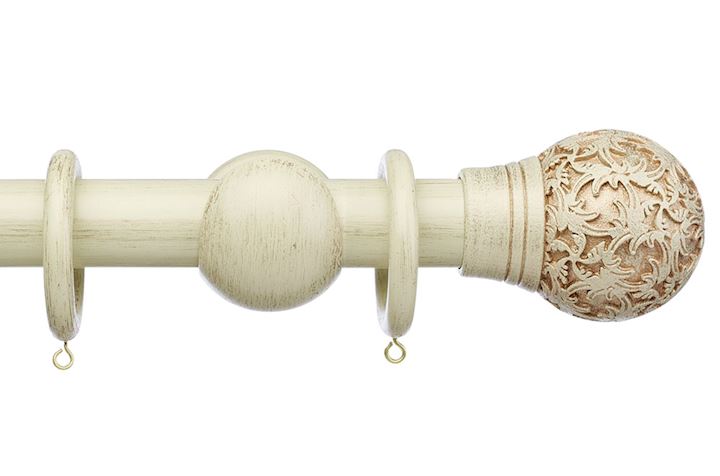 Integra 35mm Masterpiece Chantilly Distressed Cream Wooden Curtain Pole