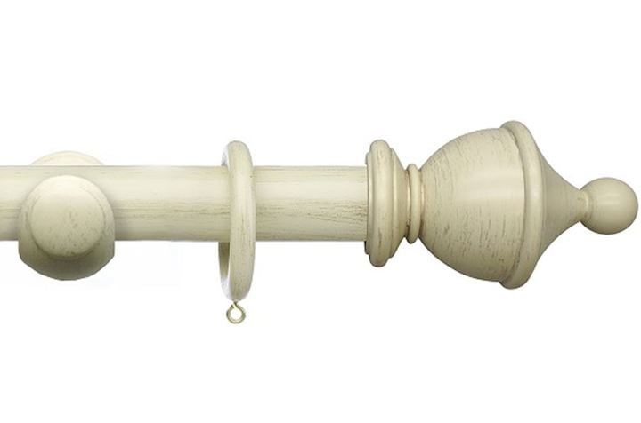 Integra 35mm Masterpiece Urn Distressed Cream Wooden Curtain Pole