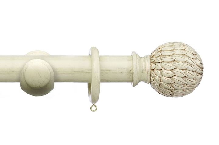 Integra 35mm Masterpiece Phoenix Distressed Cream Wooden Curtain Pole