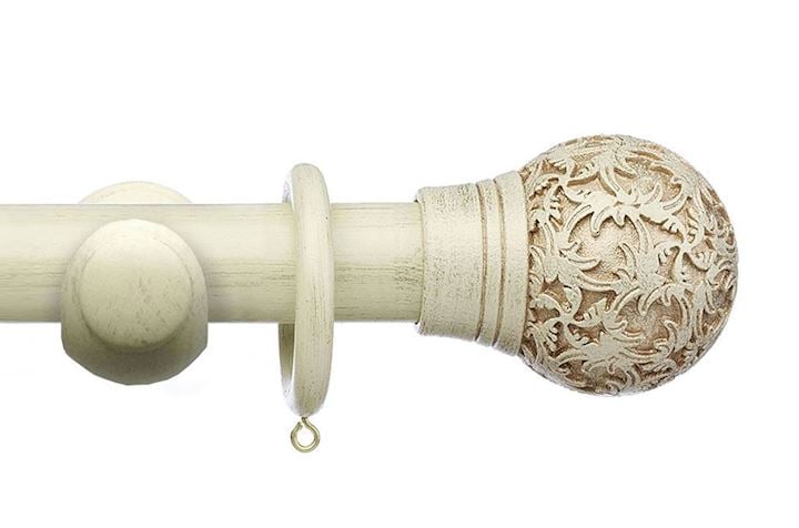 Integra 50mm Masterpiece Chantilly Distressed Cream Wooden Curtain Pole
