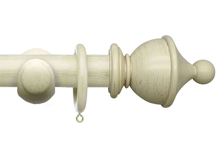 Integra 50mm Masterpiece Urn Distressed Cream Wooden Curtain Pole