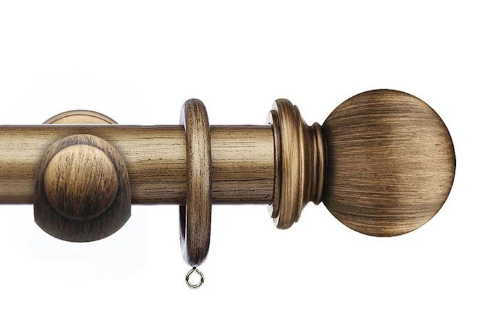 Integra 50mm Masterpiece Ball Black Gold Wooden Curtain Pole