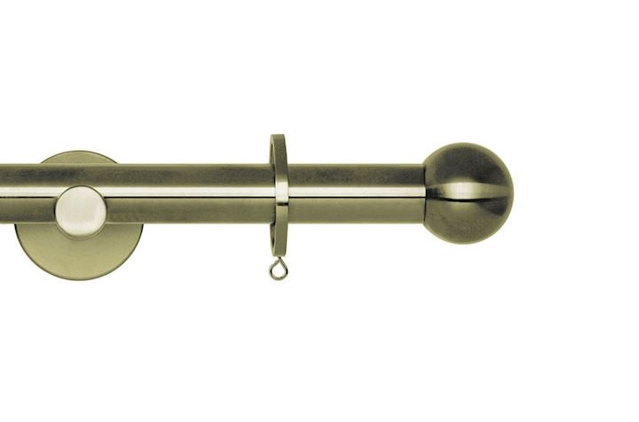 Rolls 19mm Neo Ball Metal Curtain Pole Spun Brass