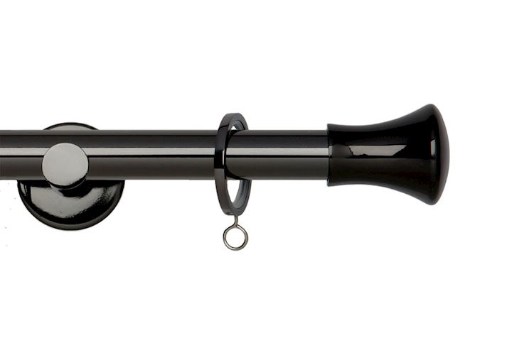 Rolls 19mm Neo Trumpet Metal Curtain Pole Black Nickel
