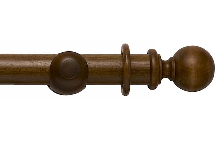 Rolls 45mm Modern Country Ball Dark Oak Wooden Curtain Pole