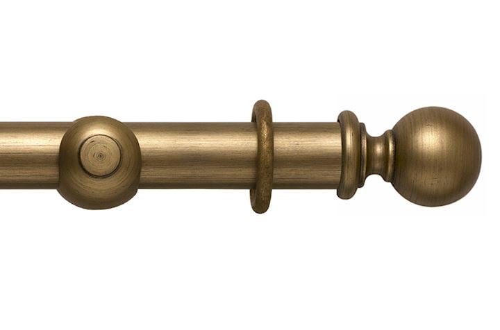 Rolls 45mm Modern Country Ball Gold Black Wooden Curtain Pole