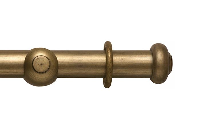 Rolls 45mm Modern Country Button Gold Black Wooden Curtain Pole