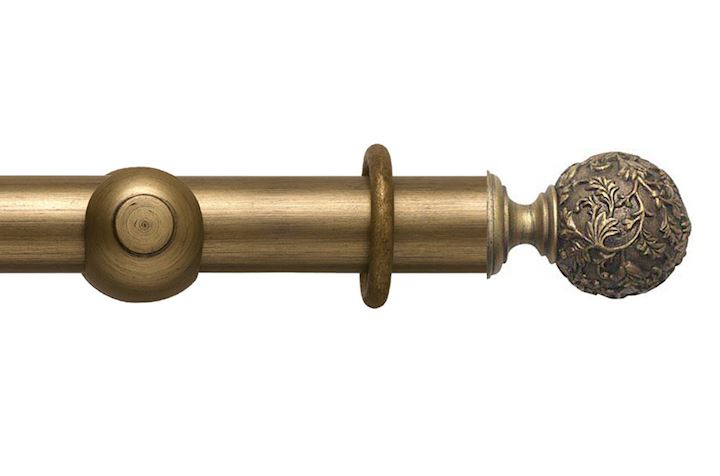 Rolls 45mm Modern Country Floral Ball Gold Black Wooden Curtain Pole