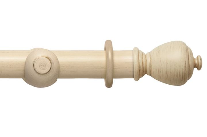 Rolls 45mm Modern Country Sugar Pot Brushed Cream Wooden Curtain Pole