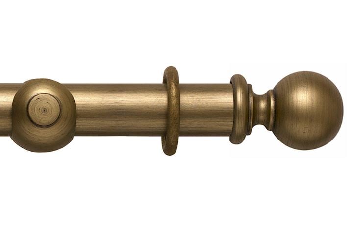Rolls 55mm Modern Country Ball Gold Black Wooden Curtain Pole