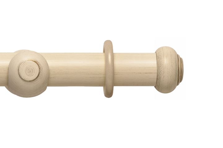 Rolls 55mm Modern Country Button Brushed Cream Wooden Curtain Pole