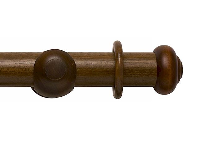 Rolls 55mm Modern Country Button Dark Oak Wooden Curtain Pole