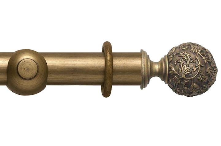 Rolls 55mm Modern Country Floral Ball Gold Black Wooden Curtain Pole