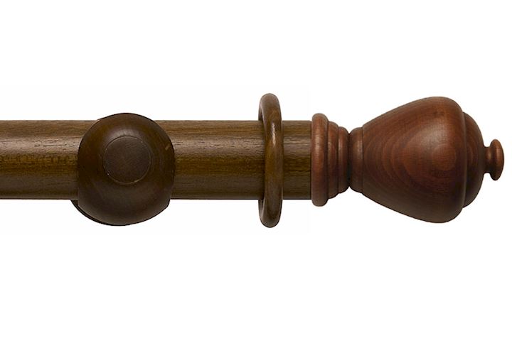 Rolls 55mm Modern Country Sugar Pot Dark Oak Wooden Curtain Pole