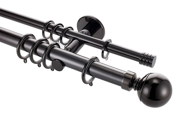 Rolls 28mm Neo Ball Double Curtain Pole Black Nickel