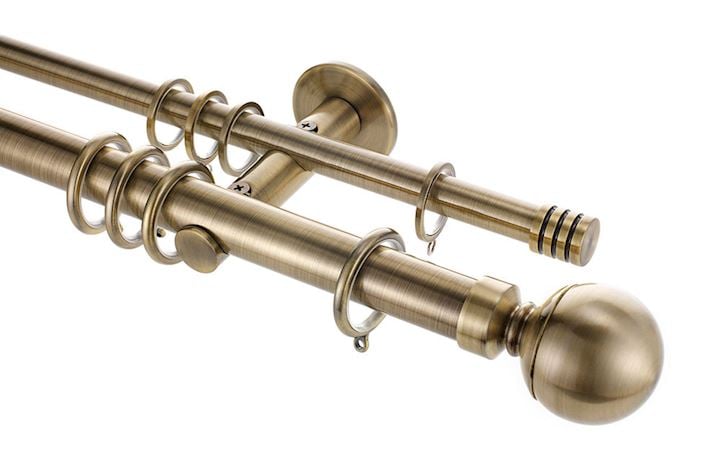 Rolls 28mm Neo Ball Double Curtain Pole Spun Brass