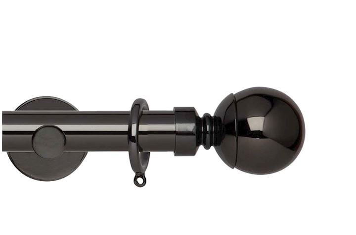 Rolls 28mm Neo Ball 300cm One Piece Black Nickel Curtain Pole