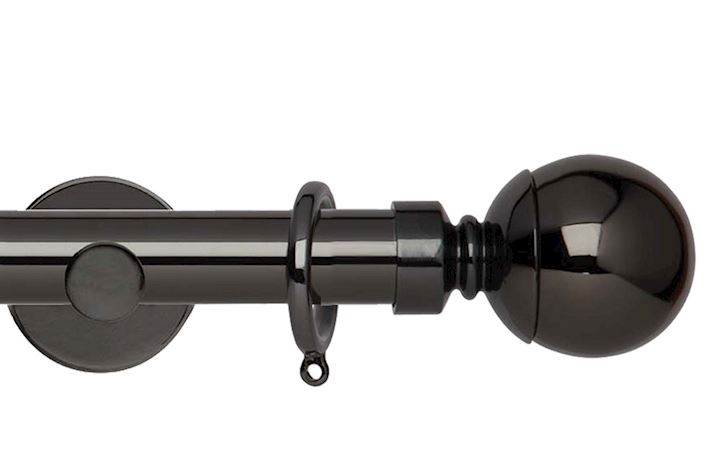 Rolls 35mm Neo Ball 300cm One Piece Black Nickel Curtain Pole