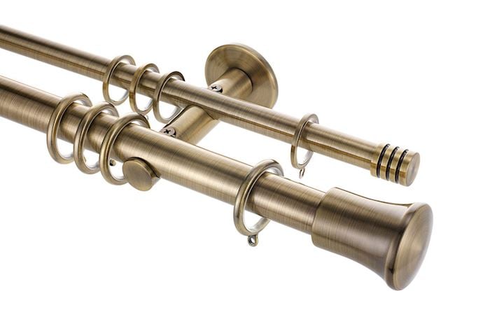 Rolls 28mm Neo Trumpet Double Curtain Pole Spun Brass