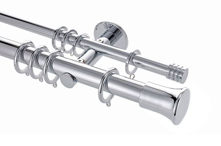 Rolls 28mm Neo Trumpet Double Curtain Pole Chrome