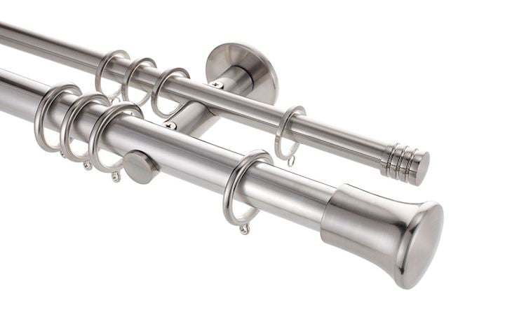 Rolls 28mm Neo Trumpet Double Curtain Pole Stainless Steel