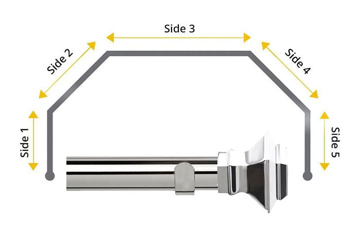 Speedy 35mm Aztec 5 Sided Bay Window Curtain Pole Chrome