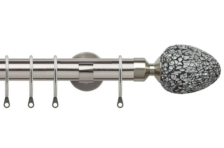 Speedy 28mm Alexia Satin Silver Metal Curtain Pole