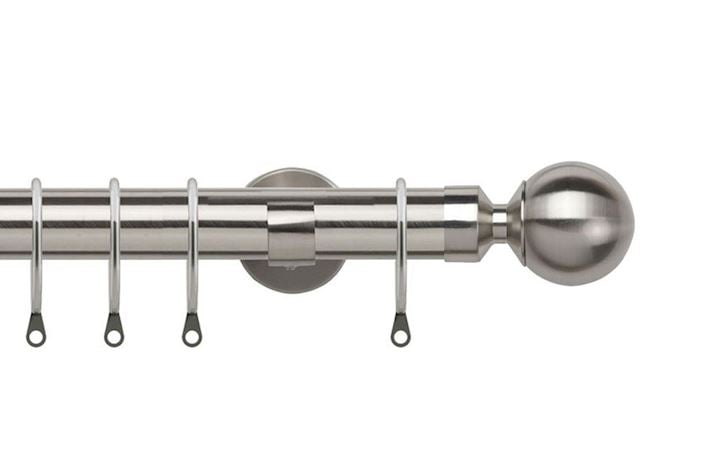 Speedy 28mm Ball Satin Silver Metal Curtain Pole