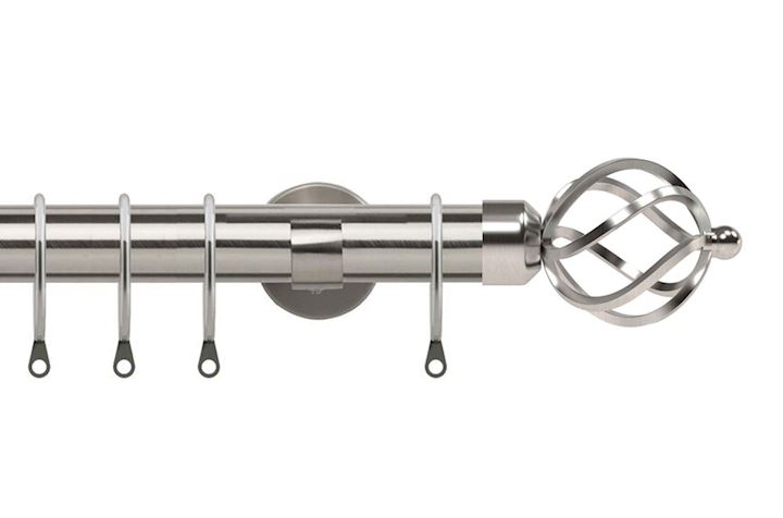 Speedy 28mm Cage Satin Silver Metal Curtain Pole