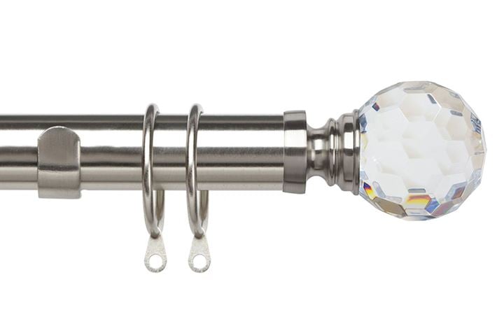 Speedy 35mm Acrylic Ball Curtain Pole Satin Silver