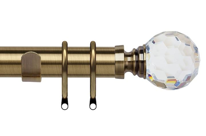 Speedy 35mm Acrylic Ball Curtain Pole Antique Brass