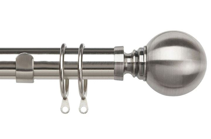 Speedy 35mm Globe Curtain Pole Satin Silver