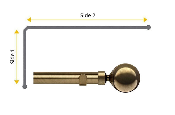 Speedy 35mm Globe 2 Sided Bay Window Curtain Pole Antique Brass