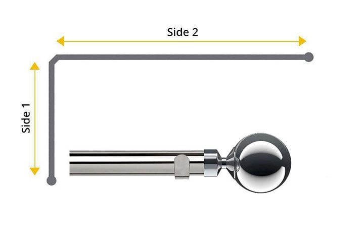 Speedy 35mm Globe 2 Sided Bay Window Curtain Pole Chrome