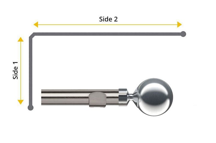 Speedy 35mm Globe 2 Sided Bay Window Curtain Pole Satin Silver