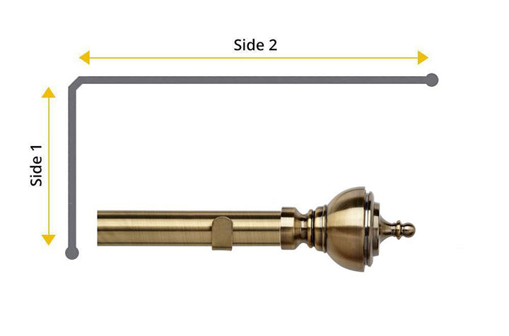 Speedy 35mm Vienna 2 Sided Bay Window Curtain Pole Antique Brass