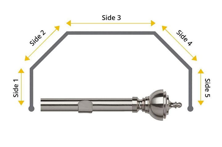 Speedy 35mm Vienna 5 Sided Bay Window Curtain Pole Chrome