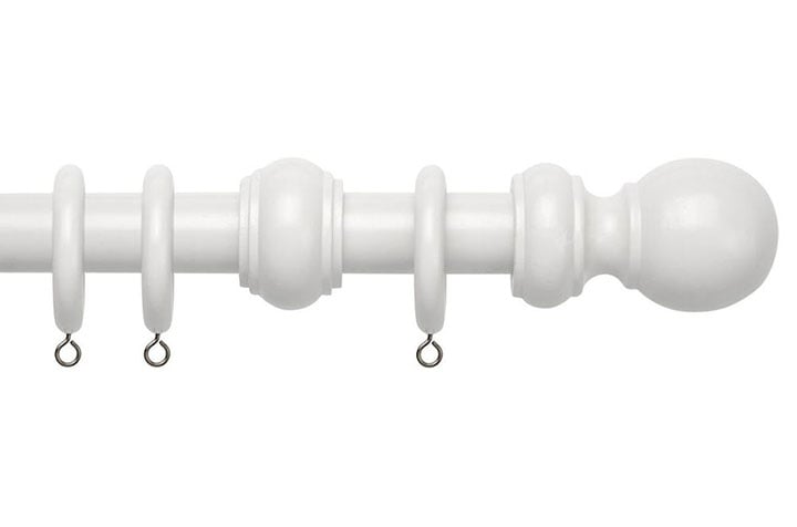 Speedy County 28mm White Wooden Curtain Pole
