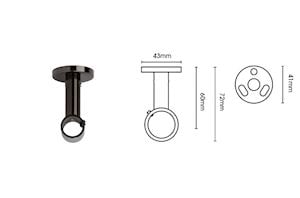 Rolls Neo 19mm Ball 3 Sided Bay Window Ceiling Fixed Curtain Pole Black Nickel - Thumbnail 2
