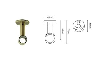 Rolls Neo 19mm Ball 3 Sided Bay Window Ceiling Fixed Curtain Pole Spun Brass - Thumbnail 2