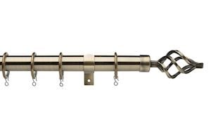 Universal 19mm Cage Antique Brass Metal Curtain Pole - Thumbnail 1