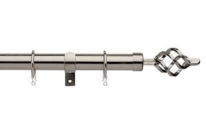 Universal 16-19mm Cage Satin Steel Extendable Curtain Pole