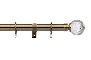 Universal 19mm Cracked Glass Antique Brass Metal Curtain Pole - Thumbnail 1