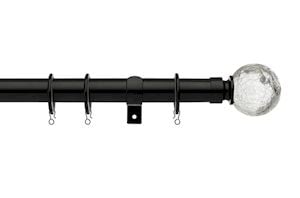 Universal 16-19mm Cracked Glass Black Extendable Curtain Pole