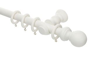 Rolls Honister 50mm Wooden Curtain Pole Linen White - Thumbnail 1