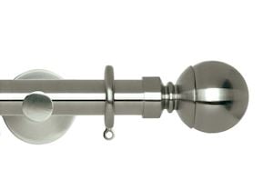Rolls 28mm Neo Ball 500cm One Piece Stainless Steel Curtain Pole - Thumbnail 1