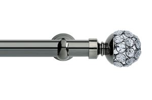 Rolls 28mm Neo Jewelled Ball Metal Eyelet Pole Black Nickel - Thumbnail 1
